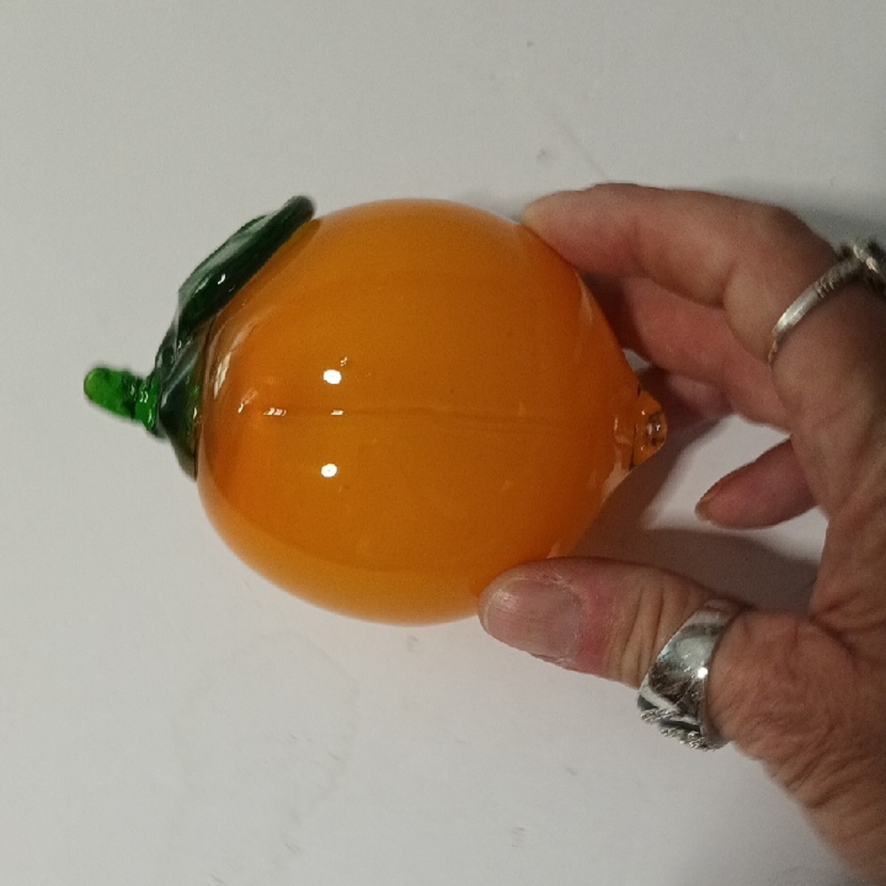 Murano Orange and Green Glass Art Piece
